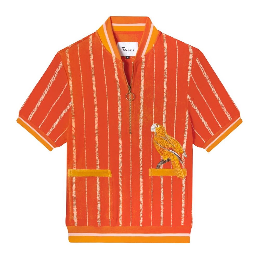 Tombolo 'El Pájaro Cubano' Cabana Shirt (Tangerine)